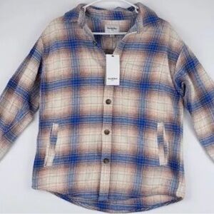 Plaid Men’s Shirt in Blue and Cream